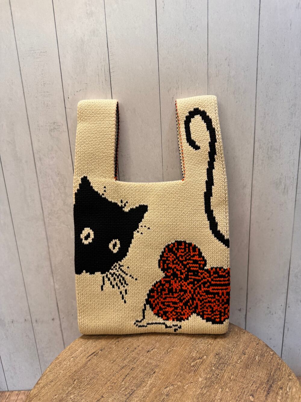 Kitty Cat Small Bag Stretchy Bag Fabric Cute Knitted 9 x 6